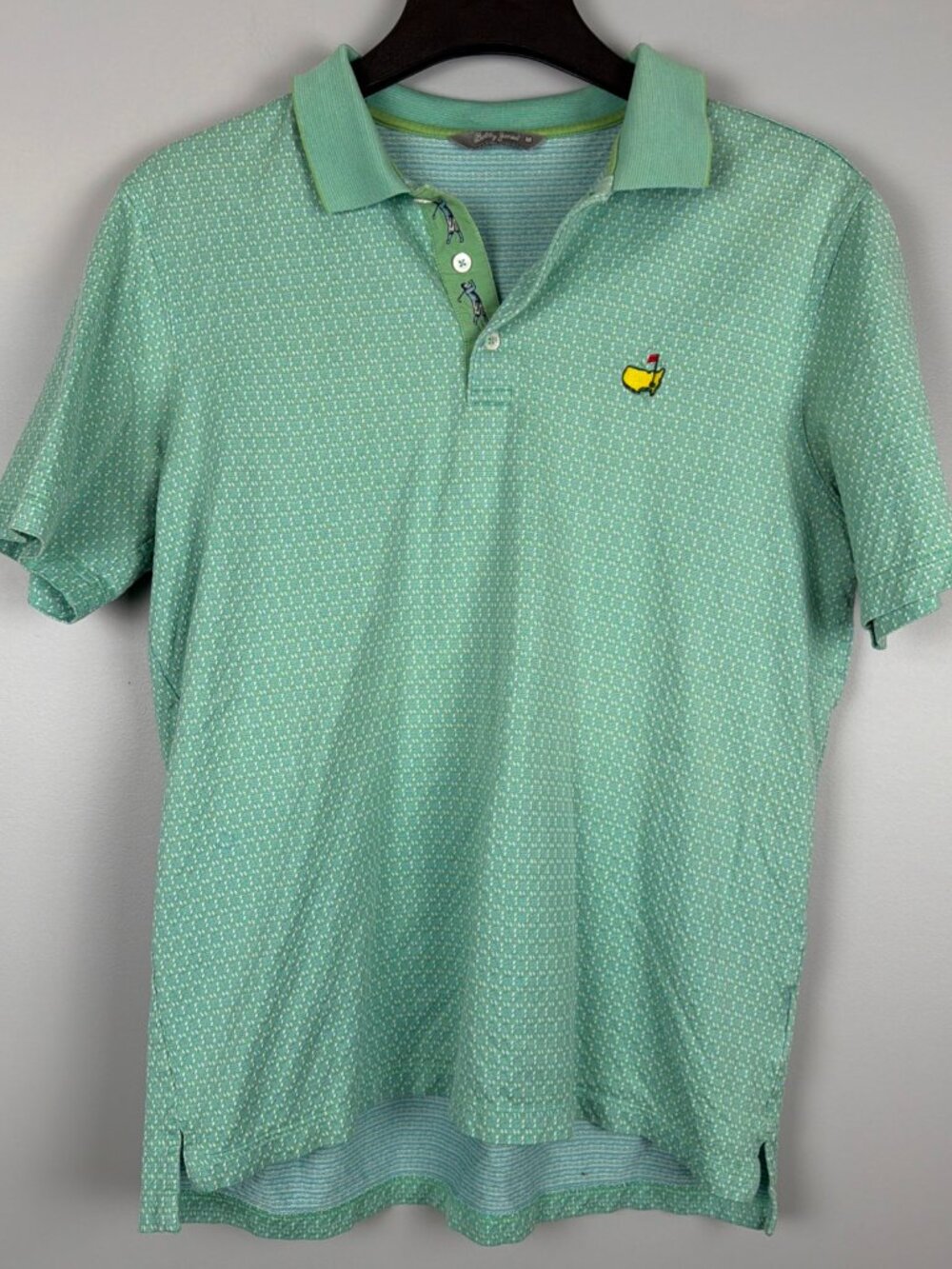 Bobby Jones Masters Logo Golf Polo Shirt Mens M Green 100% Cotton Made In Italy